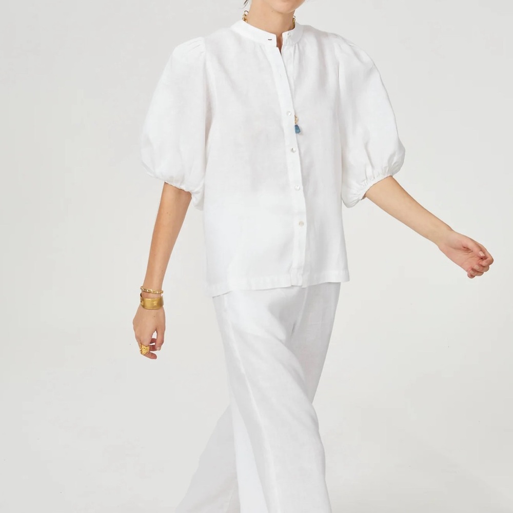 NWT Lanhtropy Bubble Linen Shirt in White